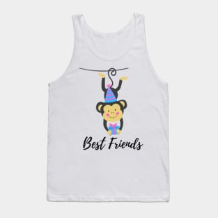 best friends black monkey illustration Tank Top